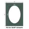CountryArtHouse Hunter Green Acid Free 18x24 Oval Picture Frame Mat with White Core Bevel Cut for 13x19 Pictures - Fits 18x24 Frame - Pack of 1 Matboard Show Kit with Acid Free Backing & Clear Bag view 2