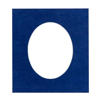Brooke Blue Suede Acid Free 8.5x11 Oval Picture Frame Mat with White Core Bevel Cut for 6x8 Pictures - Fits 8.5x11 Frame - Pack of 1 Matboard Show Kit With Acid Free Backing & Clear Bag