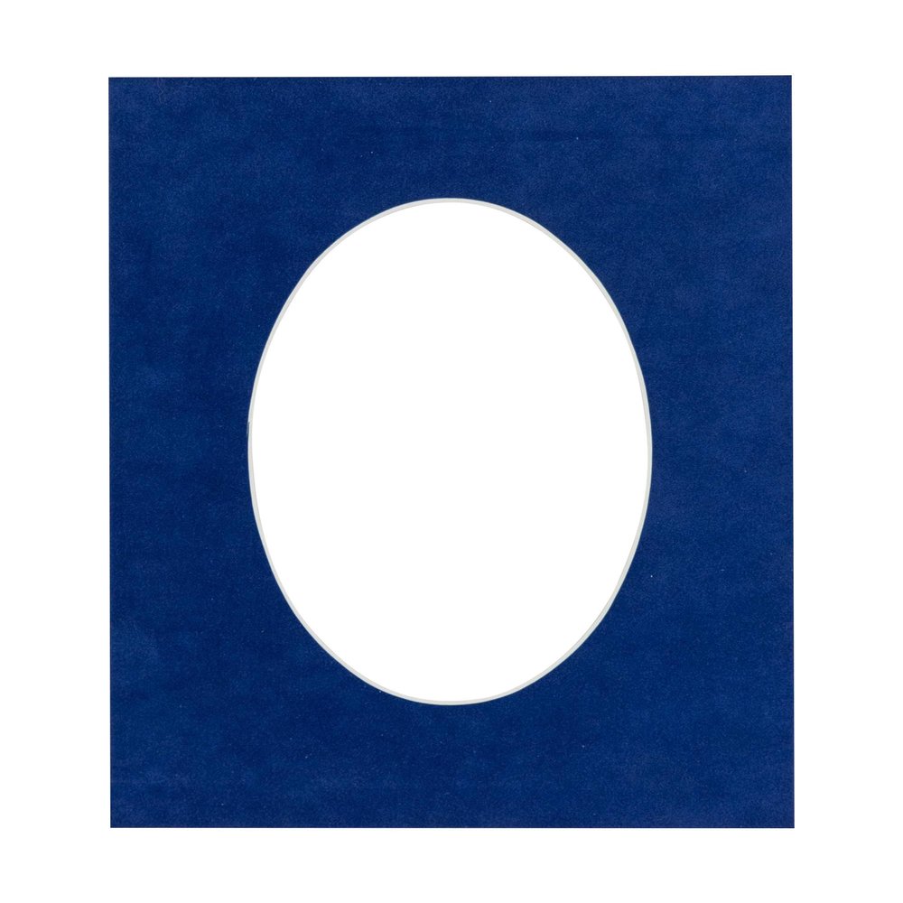 Brooke Blue Suede Acid Free 8.5x11 Oval Picture Frame Mat with White Core Bevel Cut for 6x8 Pictures - Fits 8.5x11 Frame - Pack of 1 Matboard Show Kit With Acid Free Backing & Clear Bag