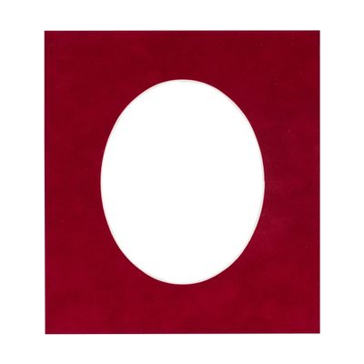 CountryArtHouse Bright Red Suede Acid Free 12x16 Oval Picture Frame Mat with White Core Bevel Cut for 8x10 Pictures - Fits 12x16 Frame - Pack of 1 Matboard Show Kit with Acid Free Backing & Clear Bag