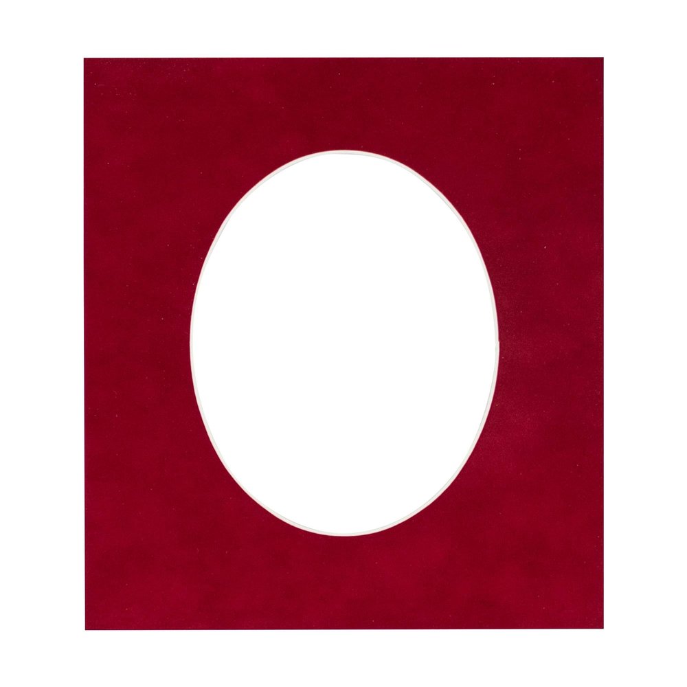 CountryArtHouse Bright Red Suede Acid Free 12x16 Oval Picture Frame Mat with White Core Bevel Cut for 8x10 Pictures - Fits 12x16 Frame - Pack of 1 Matboard Show Kit with Acid Free Backing & Clear Bag