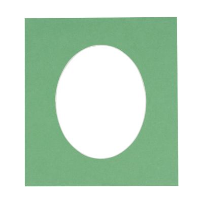 CountryArtHouse Turf Green Jade Acid Free 11x14 Oval Picture Frame Mat with White Core Bevel Cut for 9x12 Pictures - Fits 11x14 Frame - Pack of 1 Matboard Show Kit with Acid Free Backing & Clear Bag