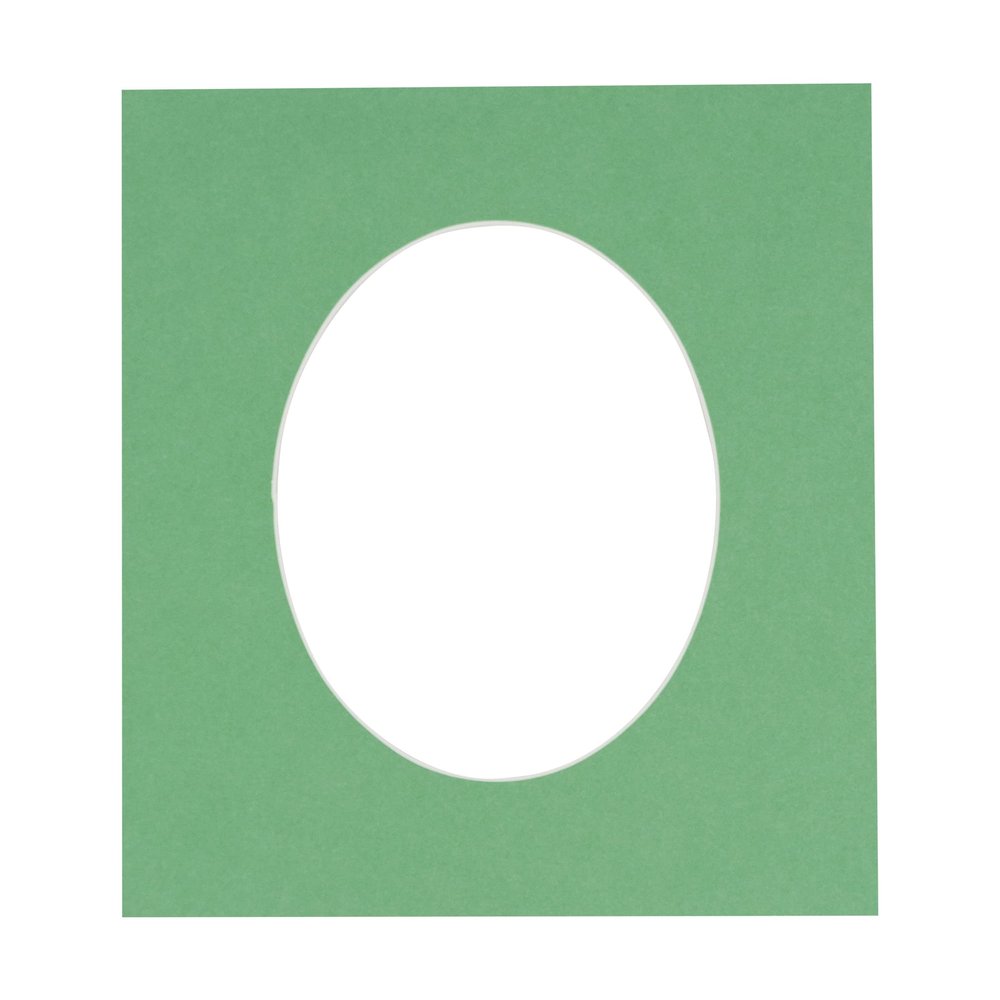 CountryArtHouse Turf Green Jade Acid Free 11x14 Oval Picture Frame Mat with White Core Bevel Cut for 9x12 Pictures - Fits 11x14 Frame - Pack of 1 Matboard Show Kit with Acid Free Backing & Clear Bag
