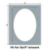 CountryArtHouse Metallic Silver Acid Free 16x20 Oval Picture Frame Mat with White Core Bevel Cut for 12x17 Pictures - Fits 16x20 Frame - Pack of 1 Matboard Show Kit with Acid Free Backing & Clear Bag view 2