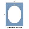 CountryArtHouse Brittany Blue Acid Free 8.5x11 Oval Picture Frame Mat with White Core Bevel Cut for 7x9 Pictures - Fits 8.5x11 Frame - Pack of 1 Matboard Show Kit with Acid Free Backing & Clear Bag view 2