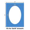 CountryArtHouse Bay Blue Acid Free 18x24 Oval Picture Frame Mat with White Core Bevel Cut for 13x19 Pictures - Fits 18x24 Frame - Pack of 1 Matboard Show Kit with Acid Free Backing & Clear Bag view 2