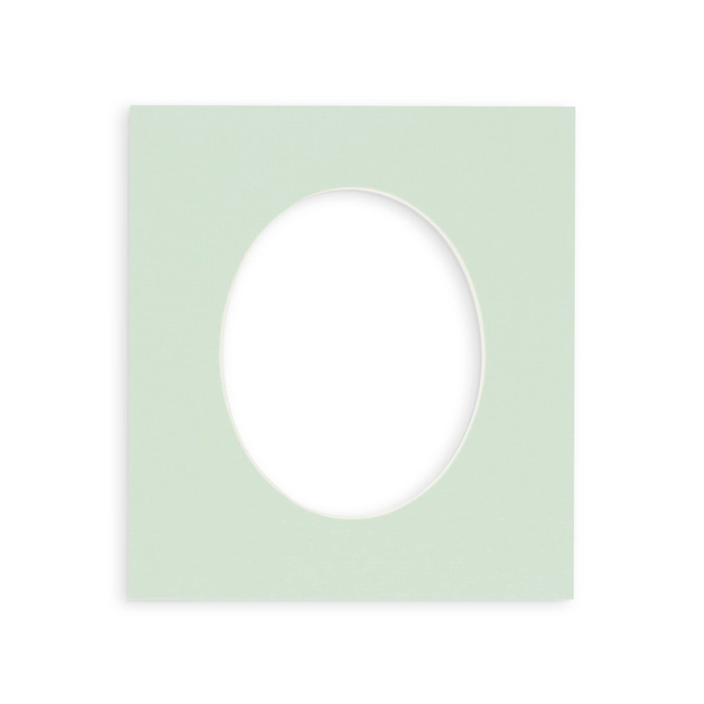 CountryArtHouse Honeydew Green Acid Free 8.5x11 Oval Picture Frame Mat with White Core Bevel Cut for 6x8 Pictures - Fits 8.5x11 Frame - Pack of 1 Matboard Show Kit with Acid Free Backing & Clear Bag