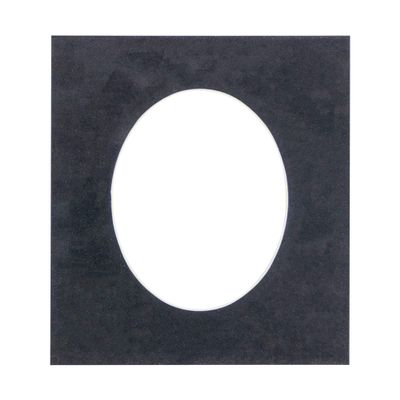 CountryArtHouse Black Suede Acid Free 8x12 Oval Picture Frame Mat with White Core Bevel Cut for 6x9 Pictures - Fits 8x12 Frame - Pack of 1 Matboard Show Kit with Acid Free Backing & Clear Bag