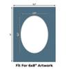 CountryArtHouse Steel Blue Acid Free 8.5x11 Oval Picture Frame Mat with White Core Bevel Cut for 6x8 Pictures - Fits 8.5x11 Frame - Pack of 1 Matboard Show Kit with Acid Free Backing & Clear Bag view 2