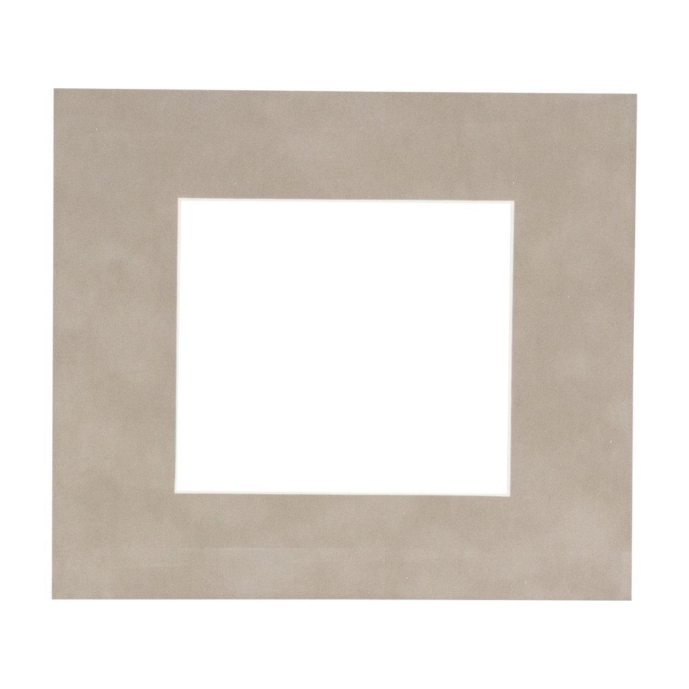 Light Grey Suede Acid Free 10x10 Square Picture Frame Mat with White Core Bevel Cut for 6x6 Pictures - Fits 10x10 Frame - Pack of 1 Matboard Show Kit With Acid Free Backing & Clear Bag