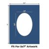 CountryArtHouse Bottle Blue Acid Free 8.5x11 Oval Picture Frame Mat with White Core Bevel Cut for 5x7 Pictures - Fits 8.5x11 Frame - Pack of 1 Matboard Show Kit with Acid Free Backing & Clear Bag view 2