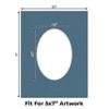 CountryArtHouse Steel Blue Acid Free 8.5x11 Oval Picture Frame Mat with White Core Bevel Cut for 5x7 Pictures - Fits 8.5x11 Frame - Pack of 1 Matboard Show Kit with Acid Free Backing & Clear Bag view 2