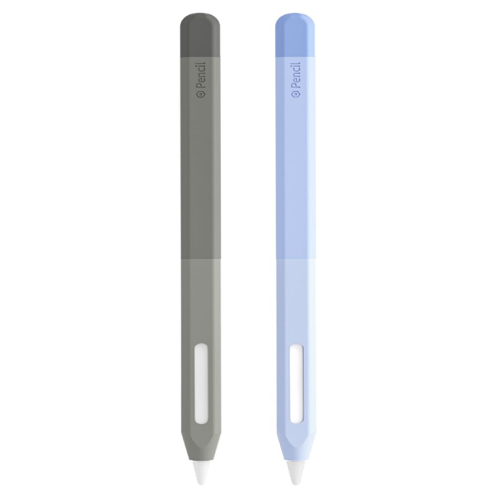 2 Pack Soft Silicone Case Compatible with Apple Pencil 2nd Generaion Cover,Protective Skin Cover Sleeve with Cap Accessories Compatible with iPad Pro 11 12.9 inch,Gradient Color,Blue+Grey