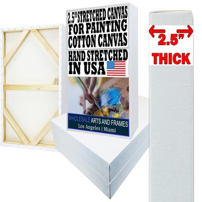 Stretched Canvas for Painting 5x7 20PK 2.5" 13 Oz. Canvas Value Pack.Large Stretched Cotton Blank Canvas for Painting. 5 x 7 Canvases Bulk XL Rectangle Universal Triple Primed for Paint&Sip