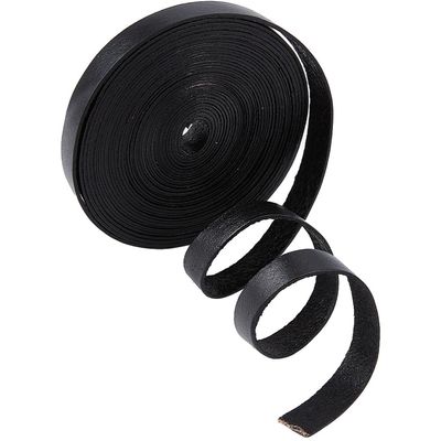 GORGECRAFT 5.5Ydsx0.39"x0.04" Black Leather Strap Flat Leather Cord Genuine Leather Strips Cowhide String Braiding Thread Rope for Bracelets Necklace Jewelry Making Belts DIY Crafts Workshop