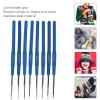 8PCS Blue Crochet Hooks Extra Long Crochet Hook Set Stainless Steel Knitting Needles Crochet Accessories for Arthritic Hands Yarn Craft Beginners view 2