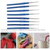 8PCS Blue Crochet Hooks Extra Long Crochet Hook Set Stainless Steel Knitting Needles Crochet Accessories for Arthritic Hands Yarn Craft Beginners view 3