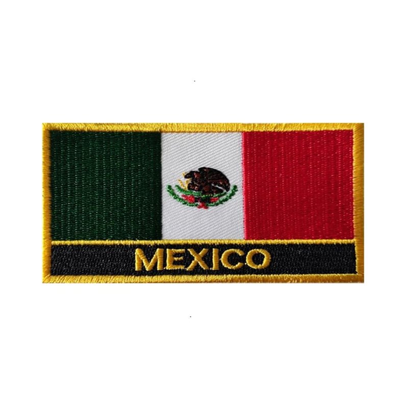 Ruoming 1 PCS Mexico Flag Patches Iron On or Sew On Embroidered Tactical Military National Mexico Patch