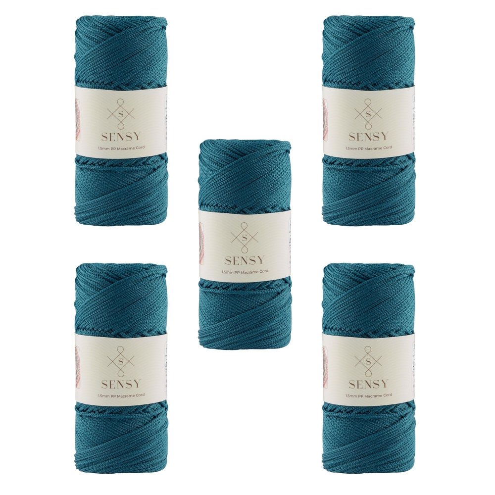 5 Skeins of Sensy Premium 1.5mm 164 Yards Polyester Rope 100% Polypropylene Cord Macrame Cord 1.5mm Crochet Bag Cord Macrame Rope Crochet Thread Gift for Knitter (Peacock)