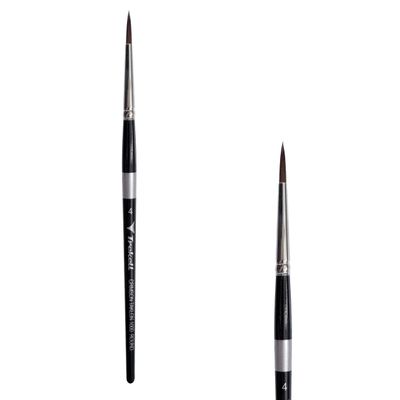 Trekell Crimson Taklon Synthetic Artist Brushes - Short Handle for Oil & Acrylic Painting Round - 1000 Series / 4