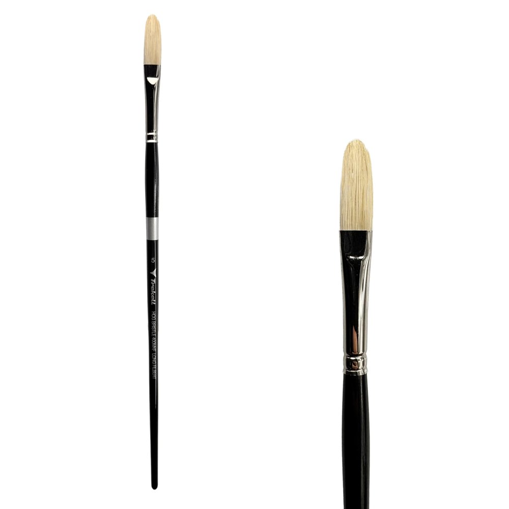 Trekell Hog Bristle Long Handle Artist Brushes for Oil Painting Long Filbert - 400MKF Series / 5
