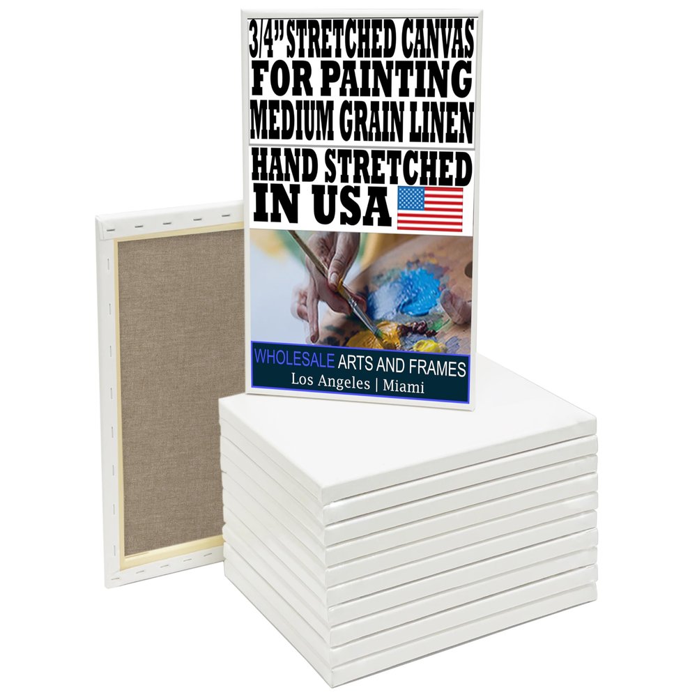 Stretched Linen Canvas for Painting 30x30 6PK 3/4" Linen 14 Oz White Stretched Large Canvas for Painting 30 x 30 Bulk Canvases Value Pack. Blank 30X30 Canvases Universal Triple Primed