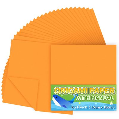 Praisebank Orange Origami Paper, 220pcs 6x6 inch, Double Sided Color, Origami Paper Kit for Crafts, Origami Kit.