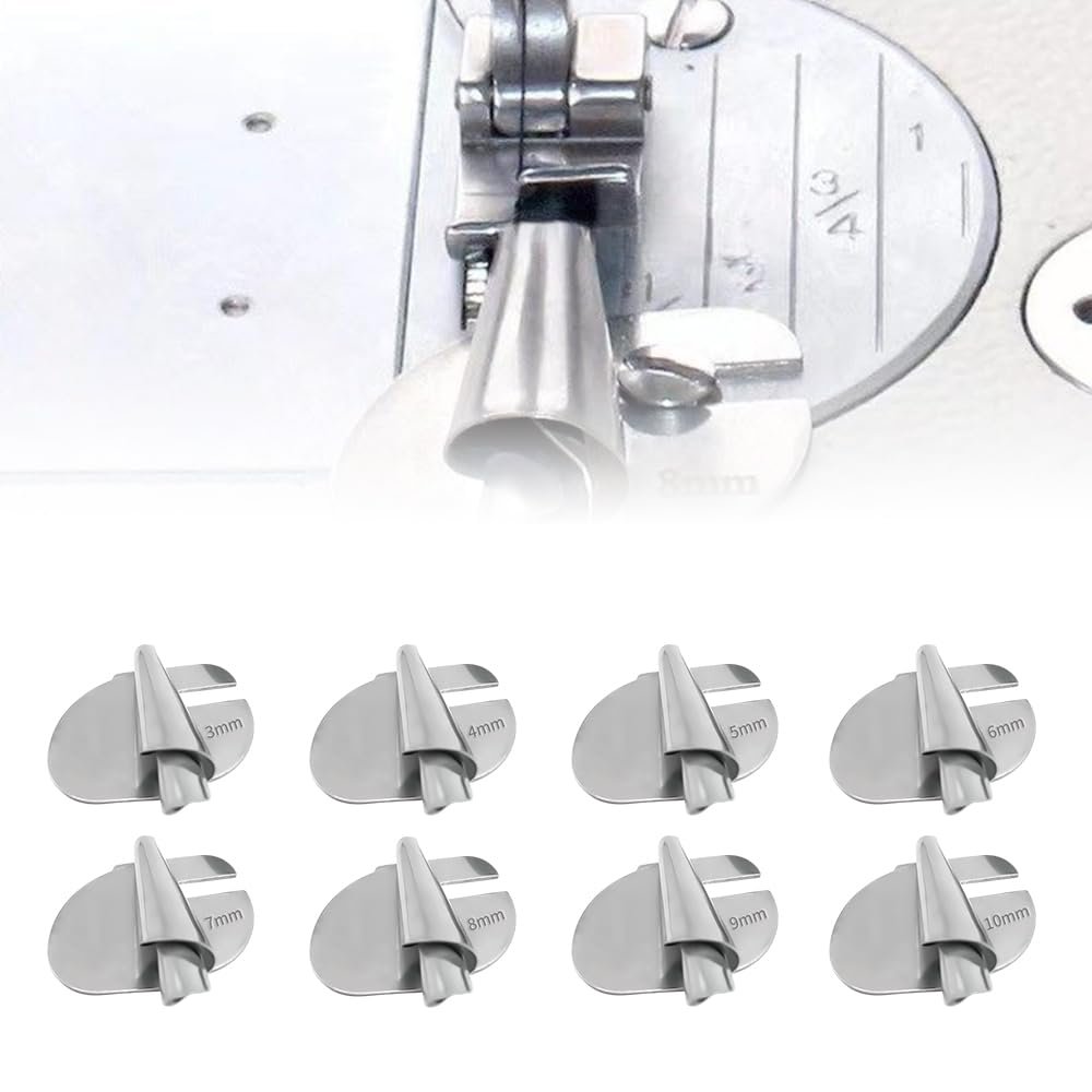 2024 New Universal Sewing Rolled Hemmer Foot, 3mm-10mm 8 Sizes Wide Sewing Rolled Hem Pressure Foot Sewing Machine, Hemming Presser Foot Kit for Sewing Rolled (8PCS#All Mix)