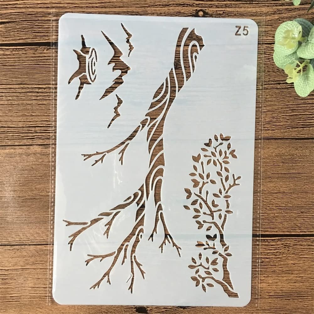 26x17cm Tree Branch Stencils for Painting On Wood,Reusable Home Decor Stencils, Stencils and DIY Templates for Signs, Crafts, Art
