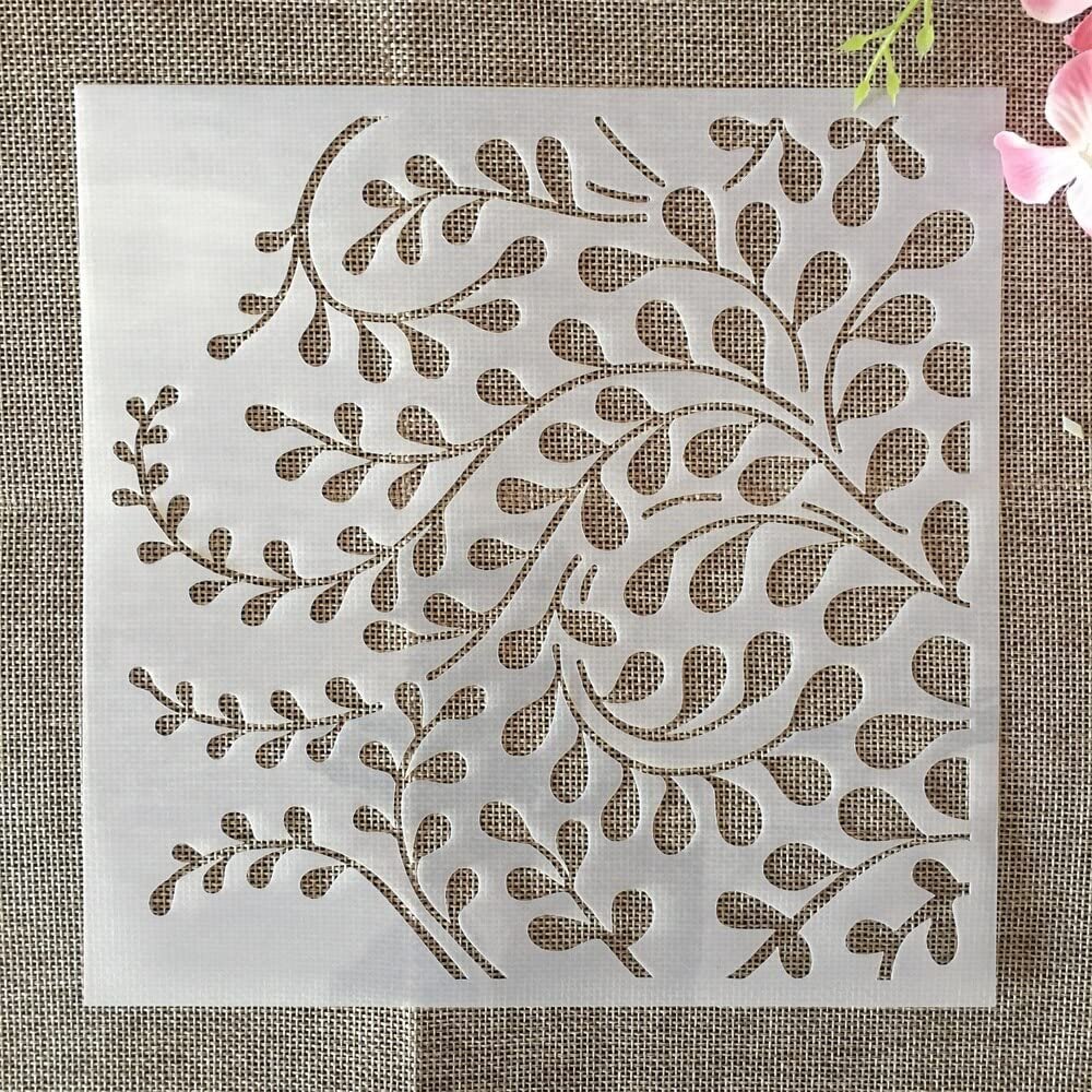 20x20cm Mandala Leaves Stencils for Painting On Wood,Reusable Home Decor Stencils, Stencils and DIY Templates for Signs, Crafts, Art