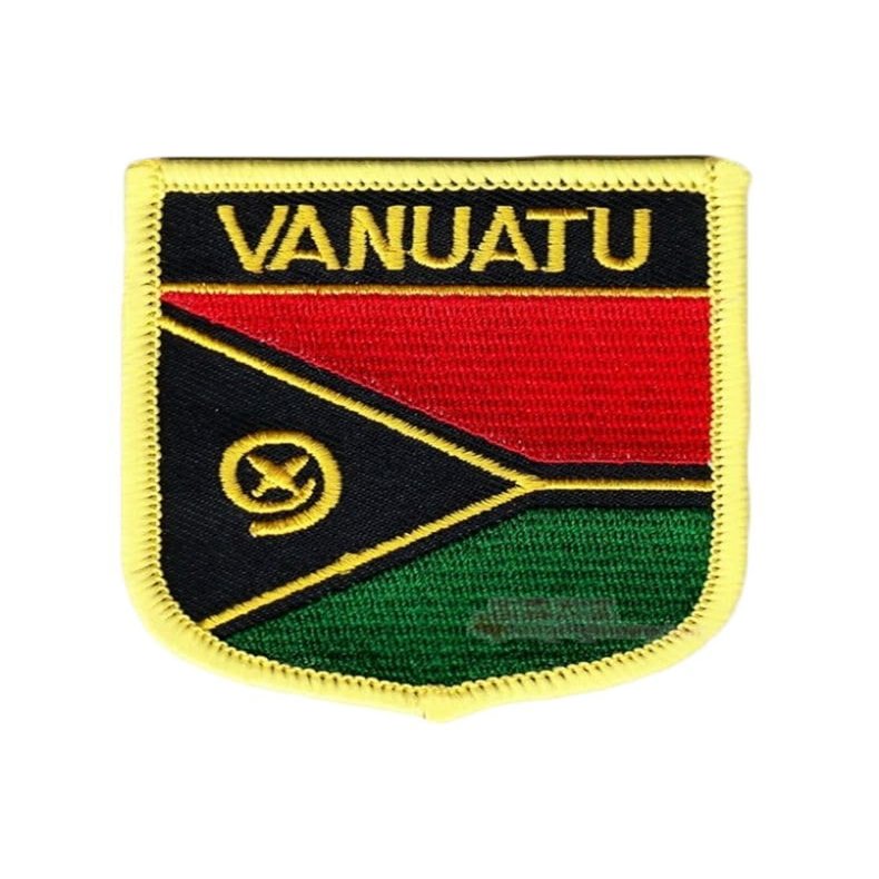 Ruoming 1 PCS Vanuatu Flag Patches Iron On or Sew On Embroidered Tactical Military National Vanuatu Patch