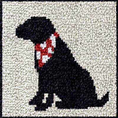 Black Labrador Dog DIY Latch Hook Rug Kit Easy for Beginner Carpet Cushion with Printed Canvas Crochet Yarn Craft Hook and Latch Tapestry for Home Decoration Pets Pads 52x38cm(1)