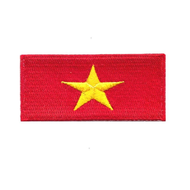 Ruoming 1 PCS Vietnam Flag Patches Iron On or Sew On Embroidered Tactical Military National Vietnam Patch