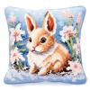 Latch Hook Pillowcase Kits Set Snow Rabbit Cushion Cover Latch Hook Carpet Rug Pillow Cover Throw Pillow Craft Kits with Printed Canvas for Starter - 17 x 17 Inch(1-66) view 1