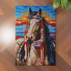 Indian Horse Latch Hook Rug Kit for Adults Easy Carpet Cushion with Printed Canvas Crochet Yarn Craft DIY Hooking Tapestry for Home Floor Decoration Pets Pads 52x38cm(1) view 4