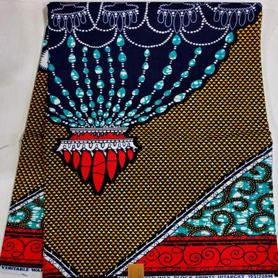 Chandelier Design African Guaranteed Wax Block Prints Fabric/African Ankara Wrapper Fabric Wax Fabrics/Sell by 6 Yards 100% Cotton-for Dresses-Red-Orange,Teal-Green,Dark-Blue,White,Black,Burnt-Orange