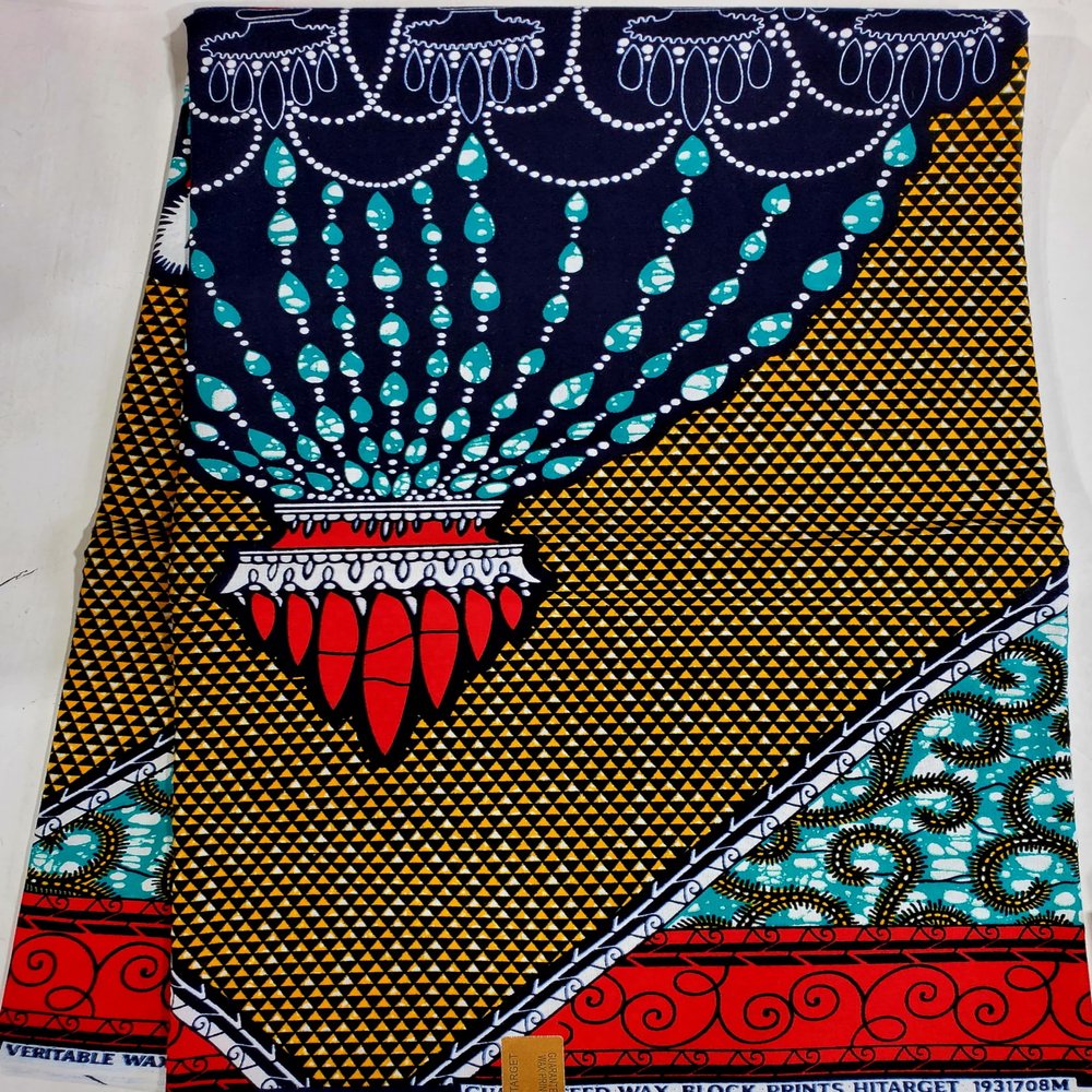 Chandelier Design African Guaranteed Wax Block Prints Fabric/African Ankara Wrapper Fabric Wax Fabrics/Sell by 6 Yards 100% Cotton-for Dresses-Red-Orange,Teal-Green,Dark-Blue,White,Black,Burnt-Orange