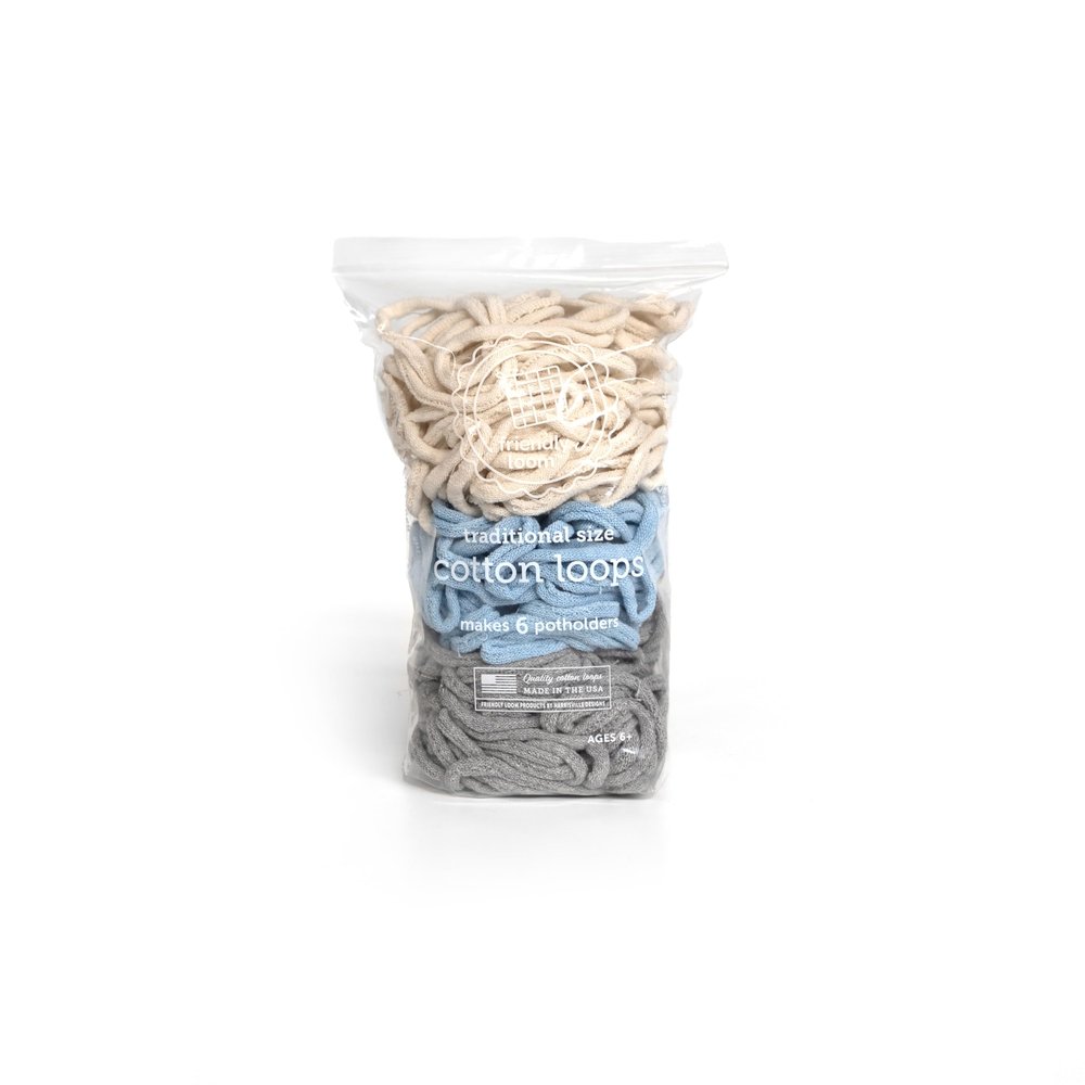Friendly Loom | 7 Traditional-Sized Glacier Themed Potholder Weaving Loops | Craft 6 Cotton Potholders