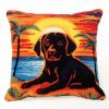 Latch Hook Pillow Kit Set Cushion Cover Sunset Labrador Latch Hook Carpet Rug Pillow Cover Throw Pillow Craft Kits with Printed Canvas 17 x 17 Inch(o-29) view 1