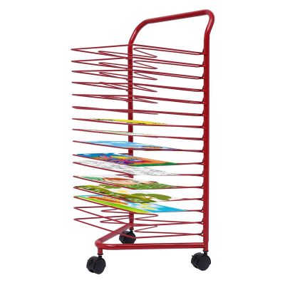 ZFUCMAYL Art Drying Rack,Classroom Drying Rack,Metal Floor-Standing Craft Storage Rack,Space Saving Rack for Art Classrooms, Homes and Offices(16th Floor) (Color : Red, Size : Style 1)