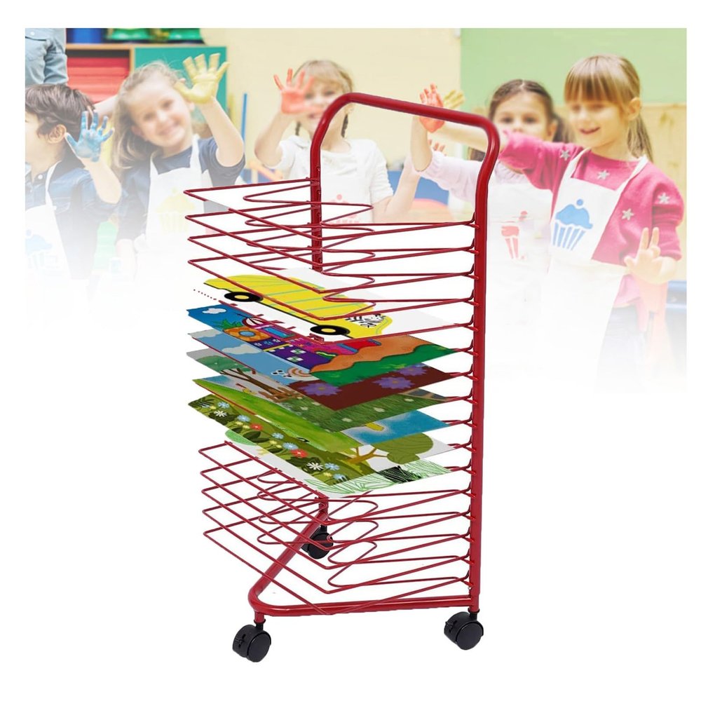 ZFUCMAYL Art Drying Rack,Classroom Drying Rack,(16 Tiers) Metal Floor-Standing Craft Storage Rack,Space Saving Rack Suitable for Art Classrooms, Homes and Offices (Size : Style 1)