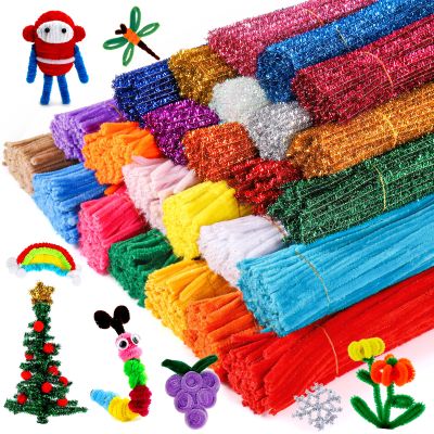 Caydo 2500 Pieces 25 Colors Pipe Cleaners Craft Supplies Assorted Glitter Chenille Stem Sparkle Pipe Cleaners Bulk for Kids Creative DIY Project, Valentine's Day Decorations, 6 mm x 12 inch
