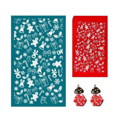 MANGOUSONG Screen Printing Kit,9x15cm Rose Love Flower Self-Adhesive Silk Screen Stencils for Polymer Clay Palm Leaves Reusable Mesh Transfer Printing Earring Jewelry Making Style 1