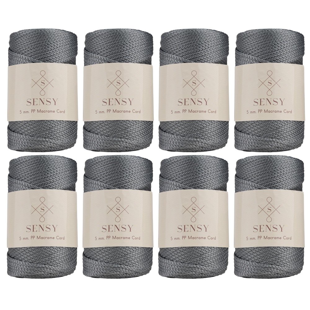 8 Skeins of Sensy Premium 5mm 104 Yards Polyester Rope 100% Polypropylene Cord Macrame Cord 5mm Crochet Bag Cord Macrame Rope Crochet Thread Gift for Knitter (Grey)