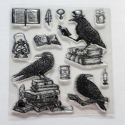 Clear Stamp Set Crows - Reading Crow- 6x4