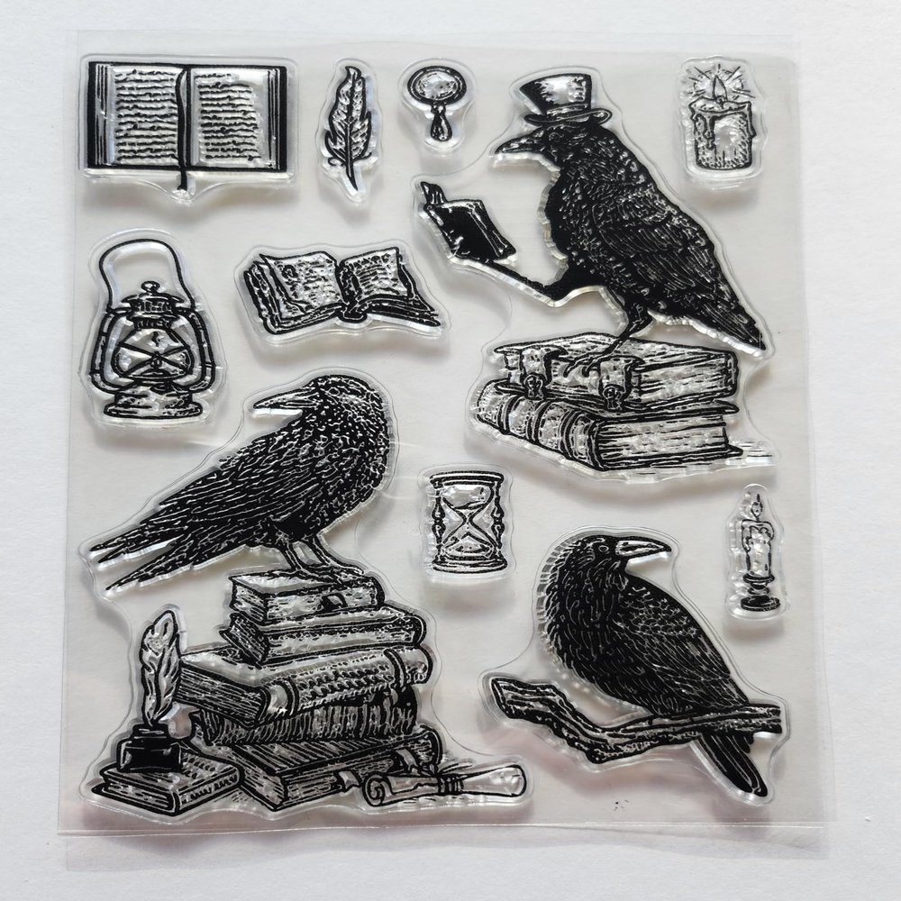 Clear Stamp Set Crows - Reading Crow- 6x4