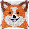 Beginner Latch Hook Kits Pillow Cover Set Shiba Inu Sofa Cushion Latch Hooking Handmade Cushion Rug Acrylic Yarn Printed Pillowcase Craft Kits Set 17 x 17 Inch view 1