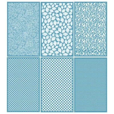MANGOUSONG Screen Printing Kit,6Pcs 15x9cm Rose Silk Screen Reusable Silkscreen Print Kit for Printing on Clay Jewelry Clay Earrings Polymer Clay Stencils