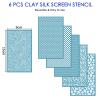 MANGOUSONG Screen Printing Kit,6Pcs 15x9cm Rose Silk Screen Reusable Silkscreen Print Kit for Printing on Clay Jewelry Clay Earrings Polymer Clay Stencils view 2