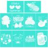 MANGOUSONG Screen Printing Kit,21x29.7cm Screen Printing Summer Self-Adhesive Silk Screen Printing Stencil Reusable for Painting on Wood Decoration Textile Style 3 view 2